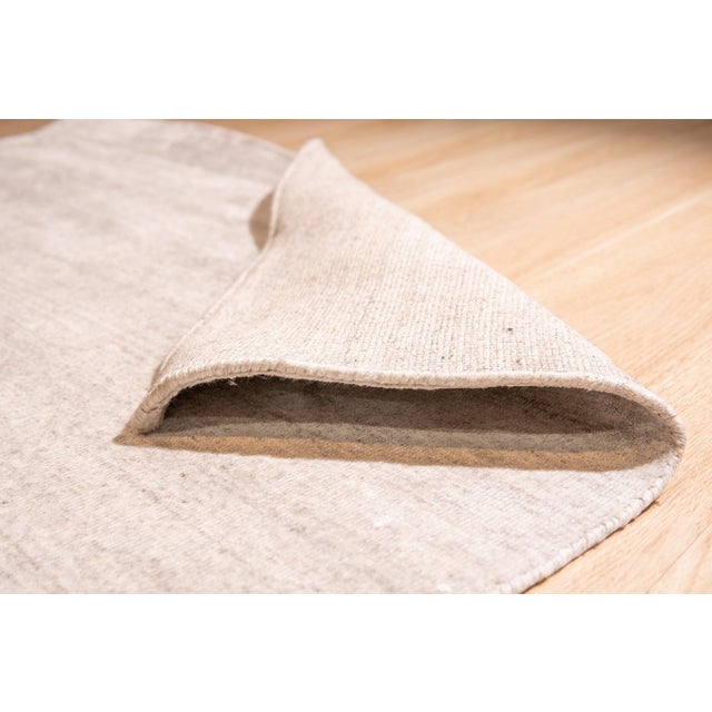 Contemporary 10x14 Maya Unique Beige Solid Open Field Handmade Wool & Viscose Carpet Rug For Sale - Image 3 of 5