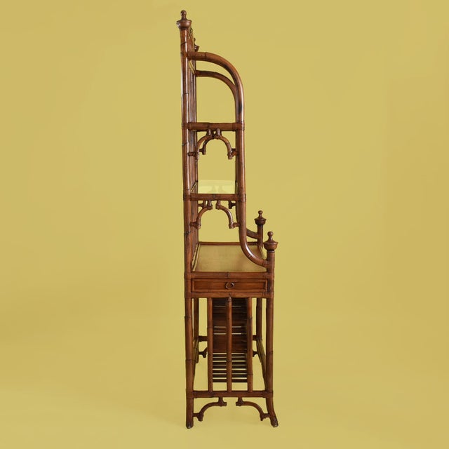 Wood Rattan Bamboo Backers Rack-Bar For Sale - Image 7 of 8