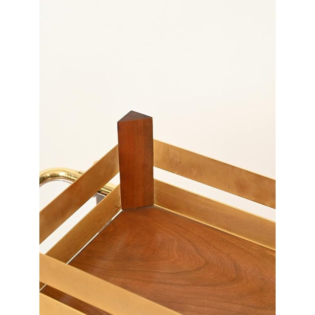 Metal Large Walnut and Brass Bar Crate by T. Barbi, Italy, 1970s For Sale - Image 7 of 15