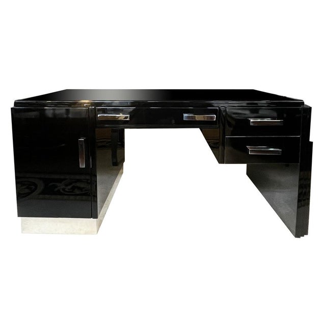 Vintage Art Deco Desk in Black, 1930 For Sale - Image 3 of 12