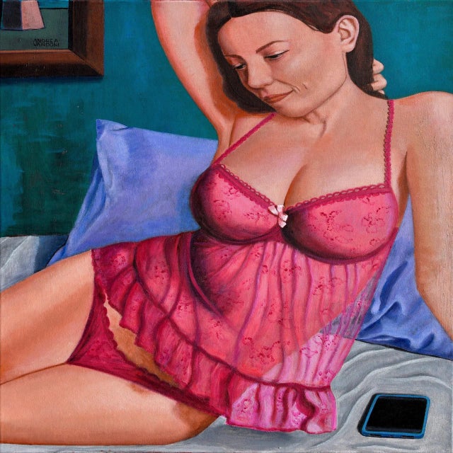 Andrea Vandoni, Girl With Her Alter Ego, 2021, Acrylic on Canvas, in Flawless conditions. This piece is attributed to the...