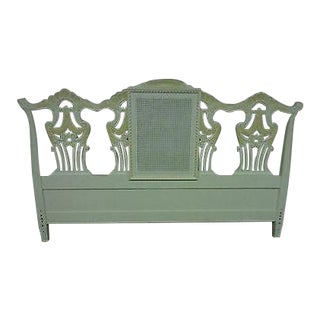 Custom Painted Chippendale Style King Size Headboard For Sale