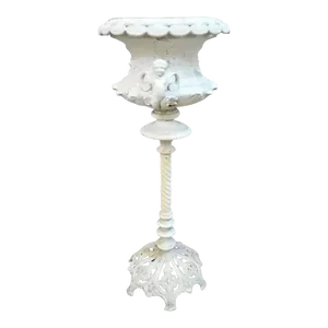 Vintage Angel Plant Stand Tall Solid Cast Aluminum Italian Style Tall Jardiniere