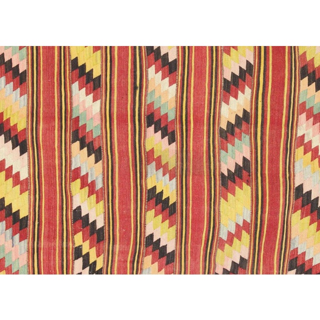 1950s Turkish Kilim. Hand woven with wool on wool foundation in the Oushak region of Turkey. Kilims & Flat Weaves are rugs...