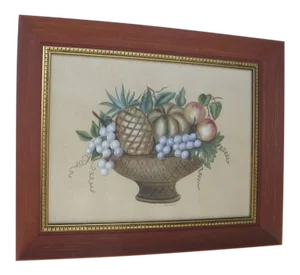 Mid 20th Century Still Life of a Fruit Basket Watercolor Painting by Charles Adams, Framed