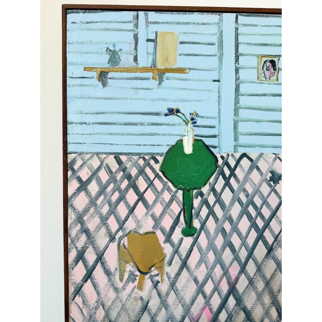 Modern Mid 20th Century Original Oil Painting of Backyard Scene by Alan Peters For Sale - Image 3 of 7
