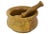 Hand-carved wooden pestle and mortar. No maker's mark. Light wear to interior. Pestle, 5"L x 1.5"Dia.