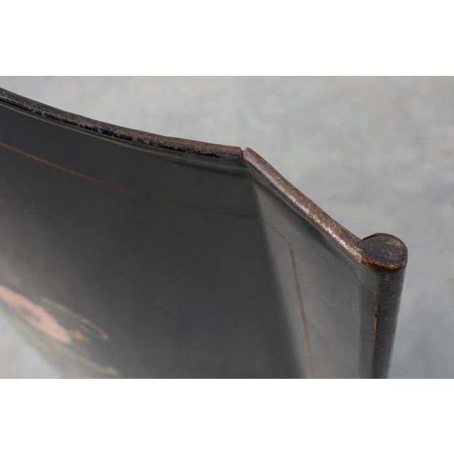 Metal Art Nouveau Black Lacquer Fire Screen with Floral Motif, France, 1910 For Sale - Image 7 of 13