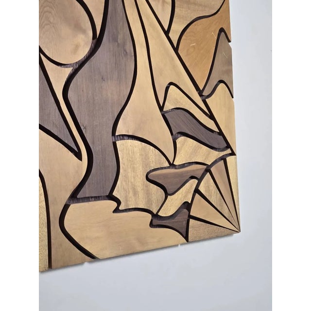 1960s 1960s Modernist Abstract Carved Wood Wall Art Sculpture For Sale - Image 5 of 10