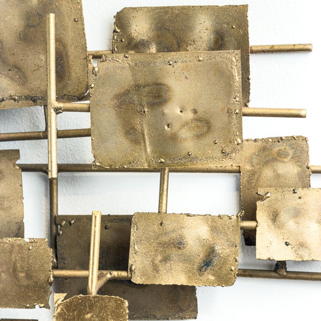 Brutalist Welded Steel & Brass Wall Sculpture in the Early Style of Curtis Jere, 1960s For Sale - Image 18 of 18