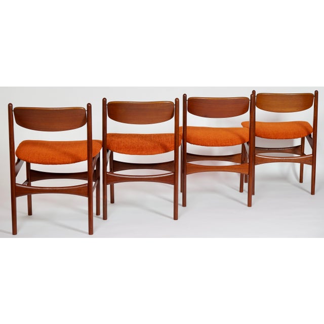 Brown Rare Arne Hovmand Olsen Newly Upholster Dining Chairs Set of 4 For Sale - Image 8 of 18
