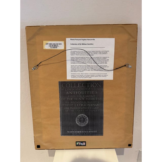 A striking 18th century neoclassical aquatint engraving after the celebrated Hamilton Collection of Greek, Etruscan, and...