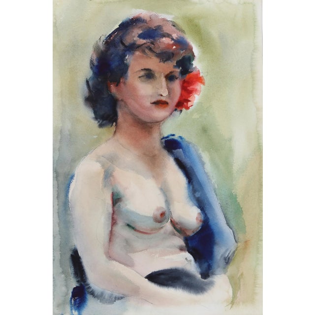 Artist: Eve Nethercott, American (1925 - 2015) Title: Nude with Flower in Her Hair (P1.25) Year: circa 1960 Medium:...