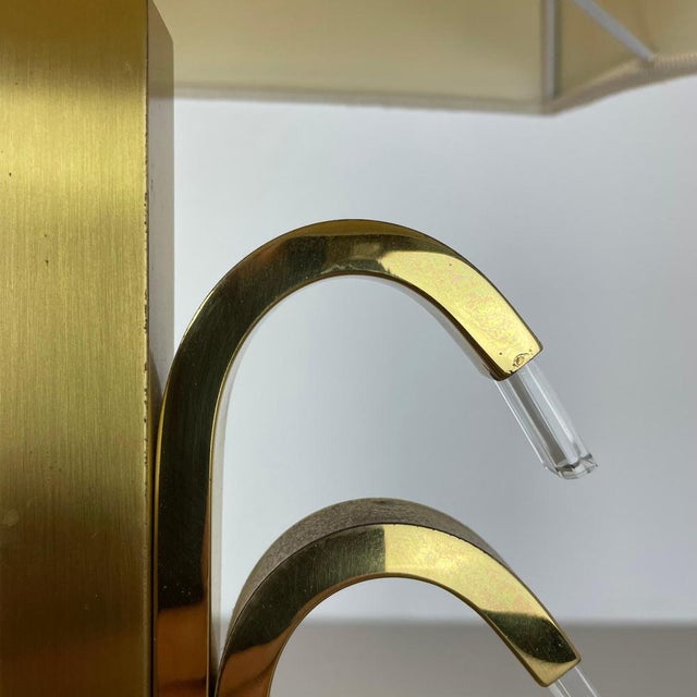 Hollywood Regency Brass and Acrylic Glass Table Light attributed to WKR Lights, Germany, 1970s For Sale - Image 13 of 18