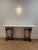 An exceptional architectural console featuring a substantial polished white marble top with a hand-chiseled natural edge,...