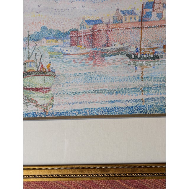 1950s French Mid-Century Impressionist Watercolor "Le Port De Concarneau" by Yvonne Canu For Sale - Image 9 of 15