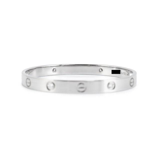 Cartier Cartier Love Classic Model 4 Diamonds 18k White Gold Iconic Bangle Bracelet For Sale - Image 4 of 8