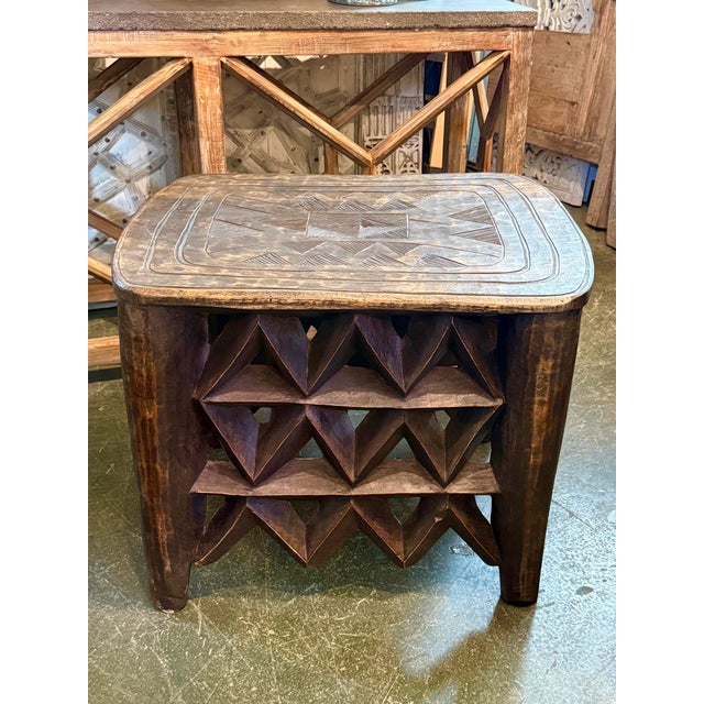 Wood Vintage Large Nupe Wood Stool Table For Sale - Image 7 of 7