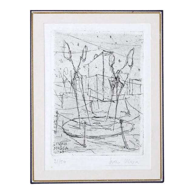 Ivan Mosca, Abstract Composition, 1949, Etching On Paper For Sale