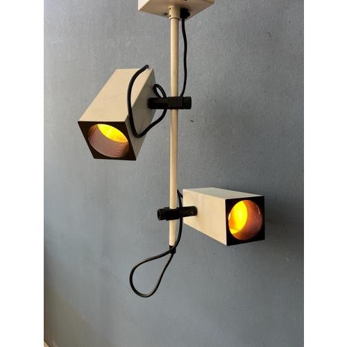 Vintage Beige Downrod Ceiling Lamp from Philips For Sale - Image 5 of 13