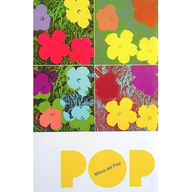 1990s Oversized Flowers 1970 Andy Warhol Foundation Offset Lithograph Pop Art Museum Exhibition Poster For Sale - Image 5 of 12