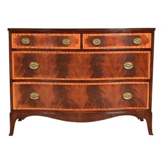 Antique Georgian Banded Flame Mahogany Chest of Drawers by Luce Furniture, Circa 1920s For Sale