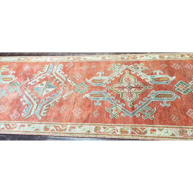Red Antique Turkish Oushak Runner 3'0" × 17'2" For Sale - Image 8 of 11