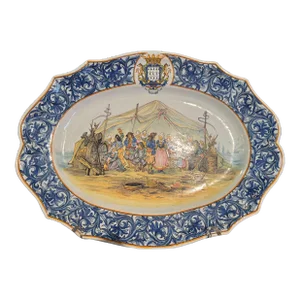 Large 19th Century French Painted Faience Porquier Beau Quimper Serving Platter