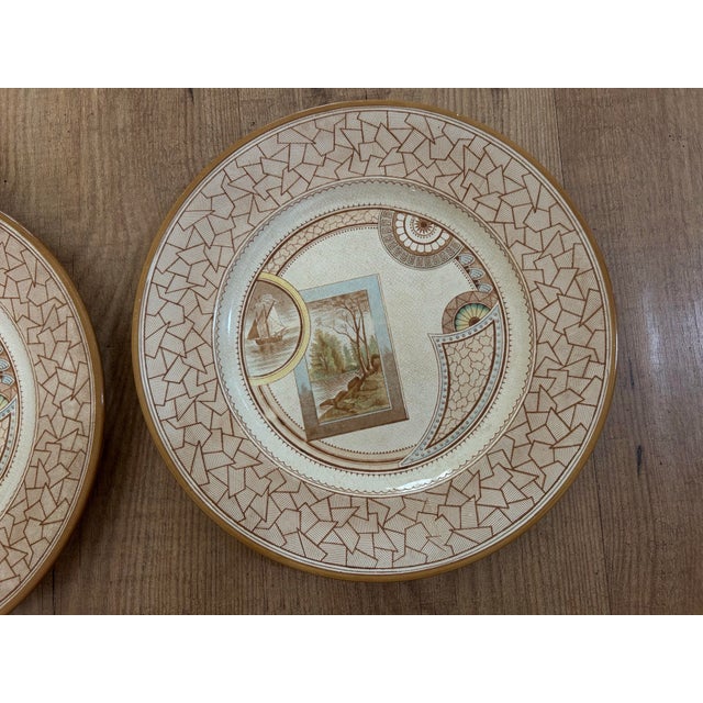 Ceramic 19th Century Aesthetic Movement Antique Old Hall Excelsior Transferware Dinner Plates- Set of 6 For Sale - Image 7 of 12