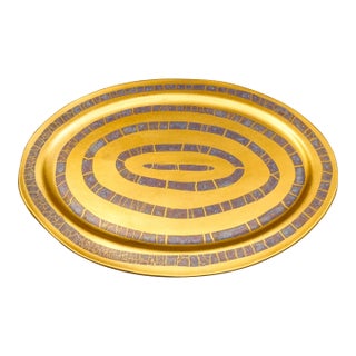 Mid 20th Century Michael Wainwright Amalfi Coral Gold Copper Crackle Oval Serving Platter For Sale