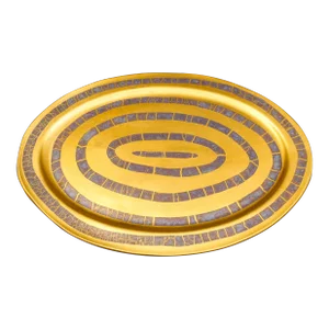 Mid 20th Century Michael Wainwright Amalfi Coral Gold Copper Crackle Oval Serving Platter