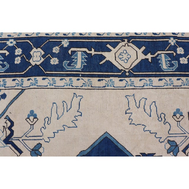 Navy Blue Oushak Vintage Rug With Traditional Medallion Design For Sale - Image 9 of 16