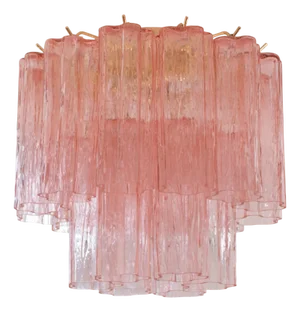 Ceiling Light with Pink Murano Glass, Italy, 1990s