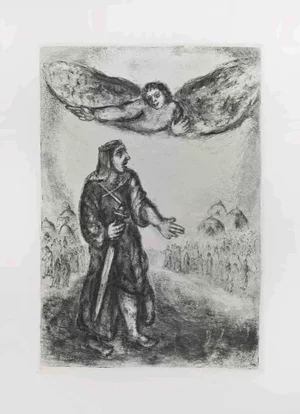 Marc Chagall, Joshua before Jericho, Etching, 1956
