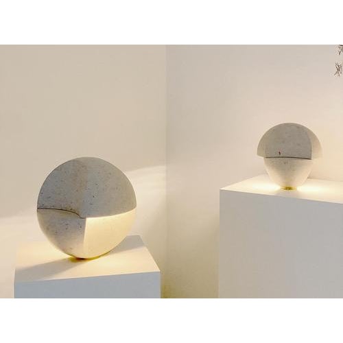 Metal Hathor Table Lamp in Saint Rafael Stone and Brass by Farrah Sit For Sale - Image 7 of 12