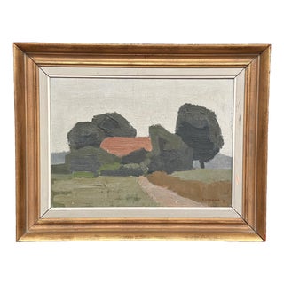 William Fleetwood, House and Trees, 1951, Oil on Canvas, Framed For Sale