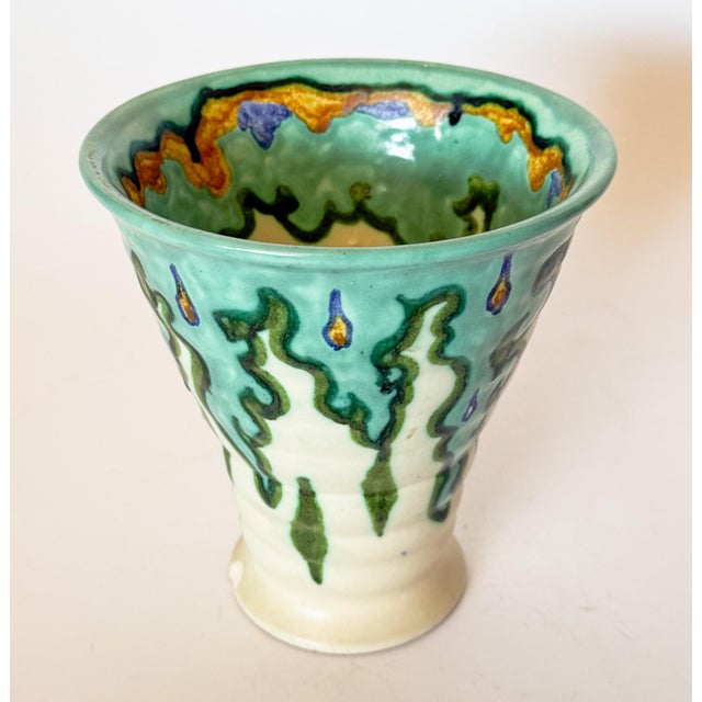 Antique Gouda Schoonhoven Holland Art Pottery Hand Painted 212 Vase, Signed For Sale - Image 10 of 10