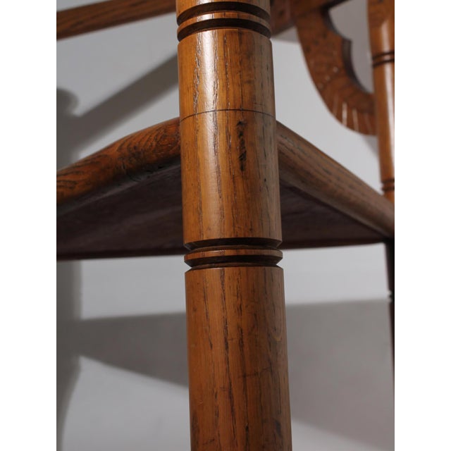 1930s Swedish Carved Oak Monk Chair, 1930s For Sale - Image 5 of 11