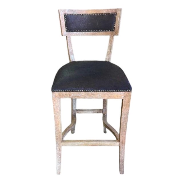 Carvell Bar Stool - Black Cowhide / Oak Frame For Sale