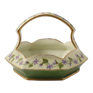 Antique T&v Limoges Hand-Painted Violet Basket Signed c.s. Thompson For Sale