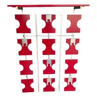 Vintage Space Age Wall Coat Rack in Red with Hat Shelf, 1960s For Sale