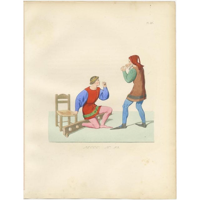 P. Mercuri, Medieval Courtly Costumes and Figures, 1845, Lithograph, Set of 10 For Sale - Image 9 of 14