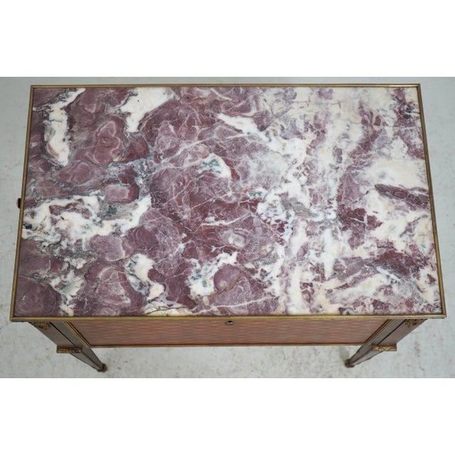 Louis XVI Vintage Marble Top Bar Cabinet For Sale - Image 4 of 16