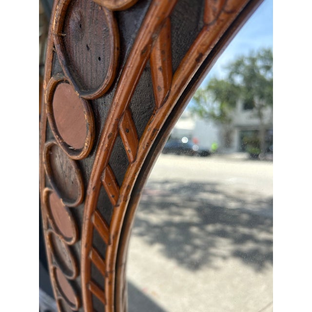 Antique English Victorian Rattan Mirror For Sale - Image 4 of 6