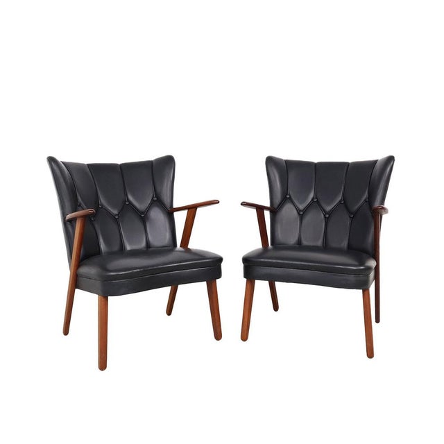 Danish Chairs in Teak and Faux Leather from Erhardsen & Andersen, 1960s, Set of 2 For Sale - Image 16 of 17