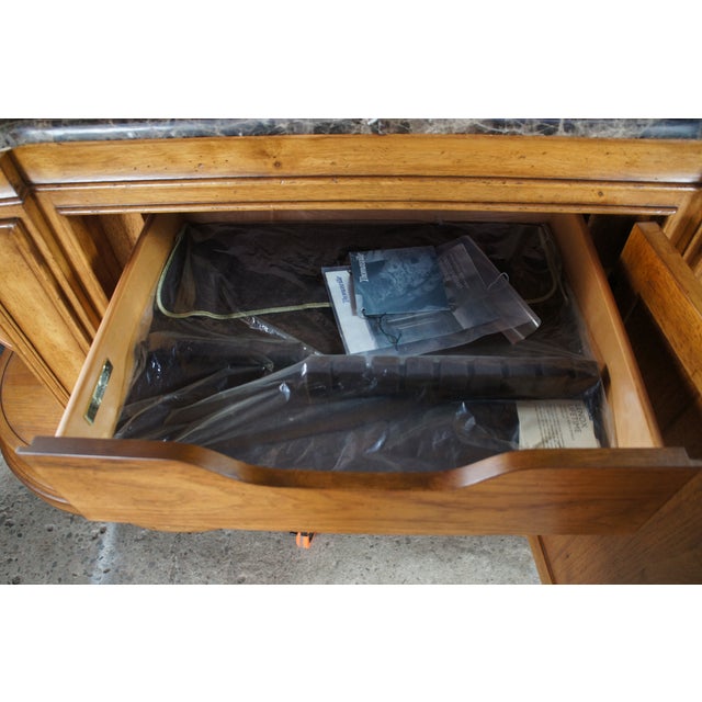 Thomasville Thomasville Italian Hills of Tuscany Bibbiano Demilune Marble Top Burl Sideboard For Sale - Image 4 of 13