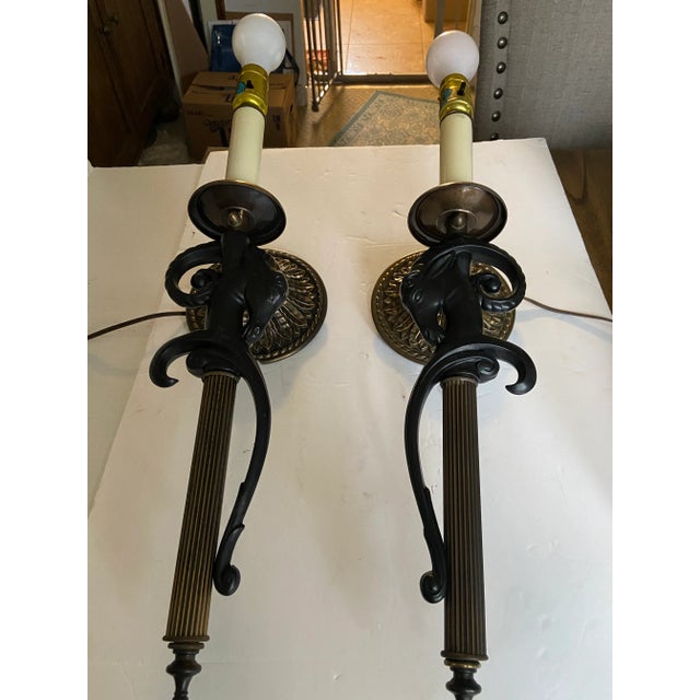Mid 20th Century Mid 20th Century French Gazelle Ram Wall Sconce Lamps Sergio Bustamante Style - a Pair For Sale - Image 5 of 11