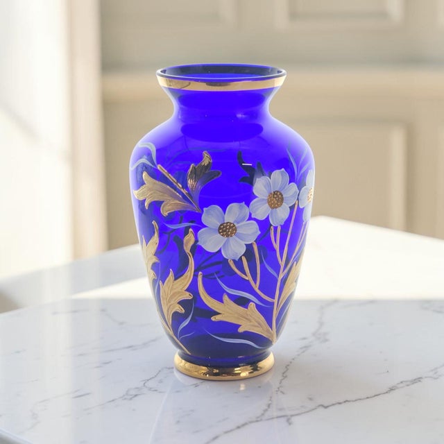 Attributed to an unidentified Bohemian/Czech glasshouse, this hand-blown cabinet vase was produced in Czechia during the...