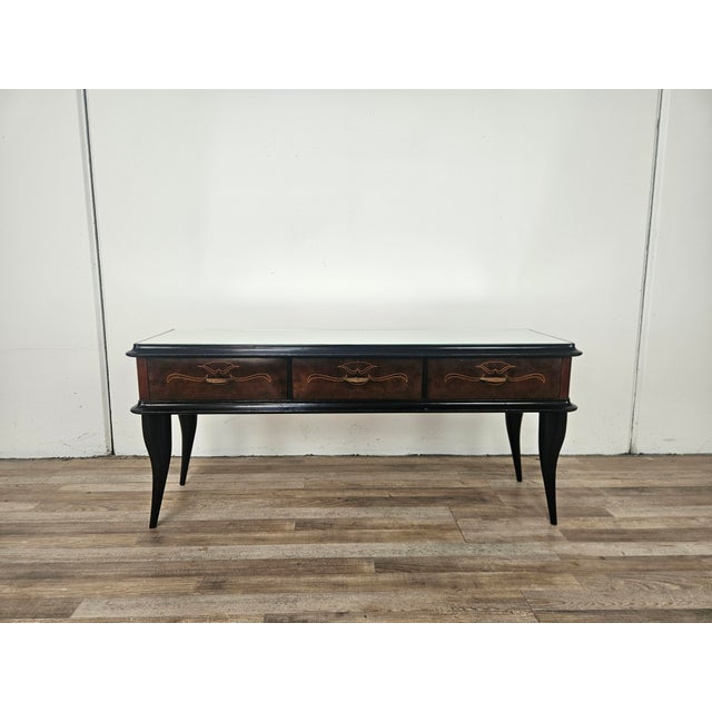 Mahogany-Paneled Entrance or Dressing Table with Mirrored Top, 1960 For Sale - Image 13 of 13