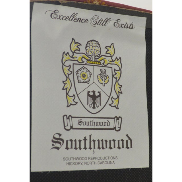 Raspberry Red Late 20th Century Southwood Sheraton Style Carved and Inlaid Armchairs- Set of 2 For Sale - Image 8 of 8